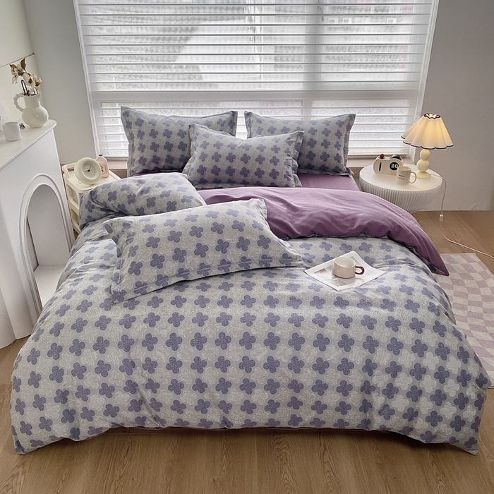 91家纺网 家纺一手货源 找家纺 大吉  2024新款加厚喷气全棉磨毛被套 幸运草