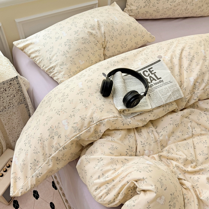 91家纺网 家纺一手货源 找家纺 逸尚阁 2025新款针织双层纱印花四件套（提供买家秀） 安琪拉