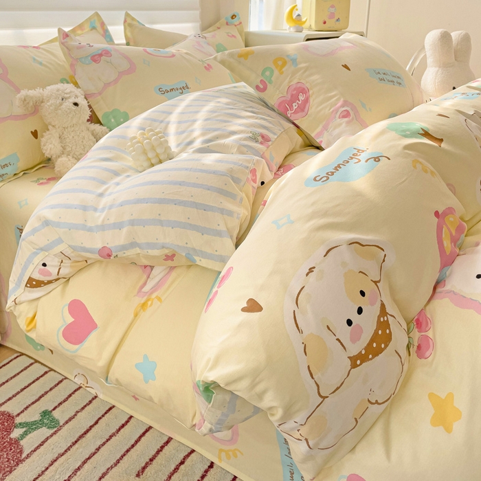 91家纺网 家纺一手货源 找家纺 春雨家居 2025新款春夏卡通印花全棉单被套 萌趣乐园