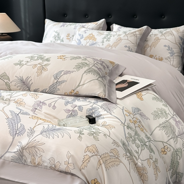 91家纺网 家纺一手货源 找家纺 迷尚家居 2025新款100%莱赛尔数码印花四件套 析漫枝