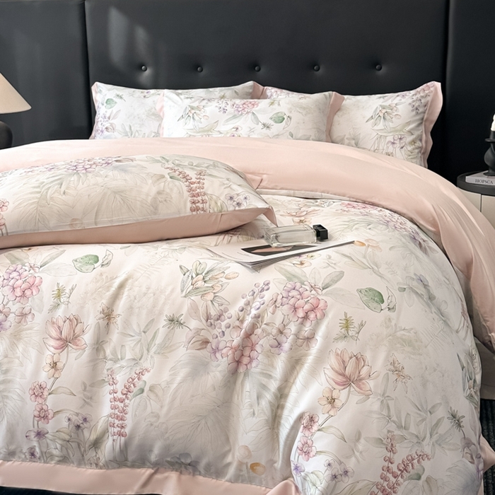 91家纺网 家纺一手货源 找家纺 迷尚家居 2025新款100%莱赛尔数码印花四件套 繁花之恋