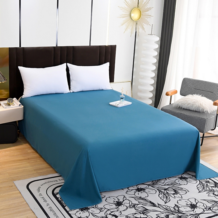 91家纺网 家纺一手货源 找家纺 梵巢2025新款水洗棉床单三件套 海青