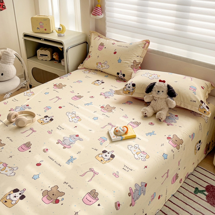 91家纺网 家纺一手货源 找家纺 春雨家居 2025新款春夏卡通印花全棉单床单 可爱颂