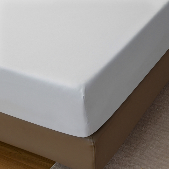 91家纺网 家纺一手货源 找家纺 梵巢2025新款水洗棉纯色单床笠 浅蓝