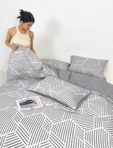 91家纺网 家纺一手货源 找家纺 潮邦创意家居 2025特价春夏新款13070全棉四件套 【第一批】 简格