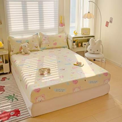 春雨家居 2025新款春夏卡通印花全棉单床笠 萌趣乐园