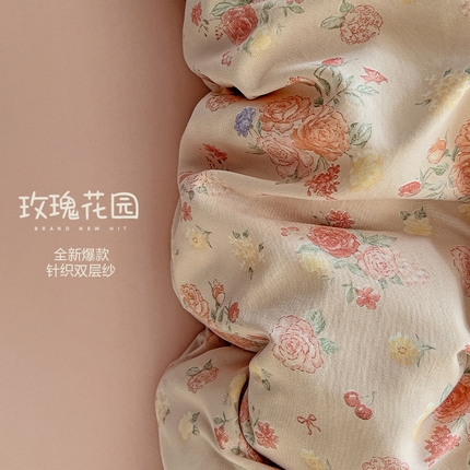 91家纺网 家纺一手货源 找家纺 （总）逸尚阁 2025新款针织双层纱印花四件套（提供买家秀）