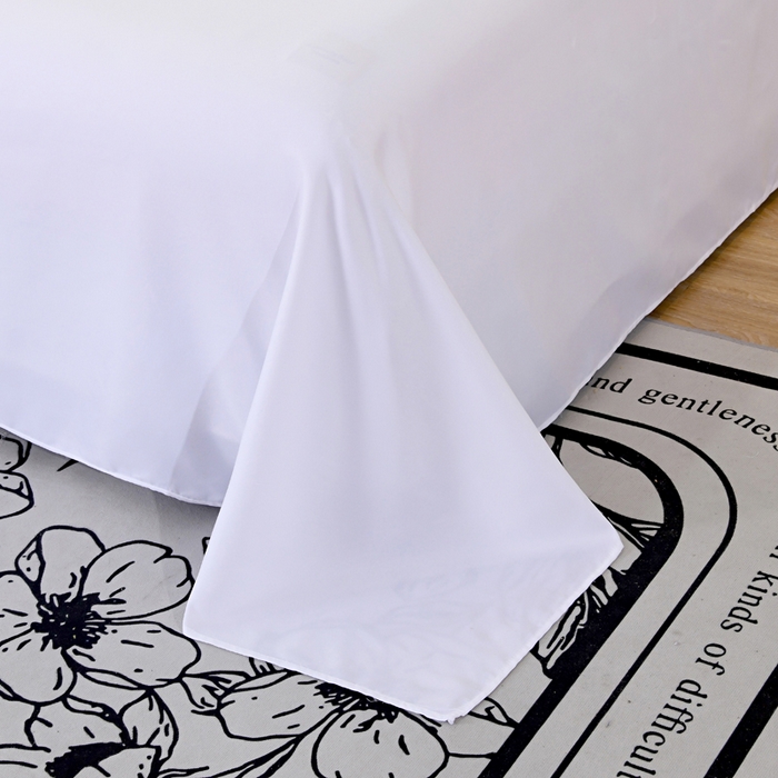 91家纺网 家纺一手货源 找家纺 梵巢2025新款水洗棉床单三件套 纯白