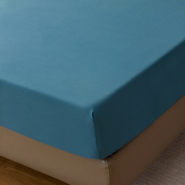 91家纺网 家纺一手货源 找家纺 梵巢2025新款水洗棉纯色单床笠 海青