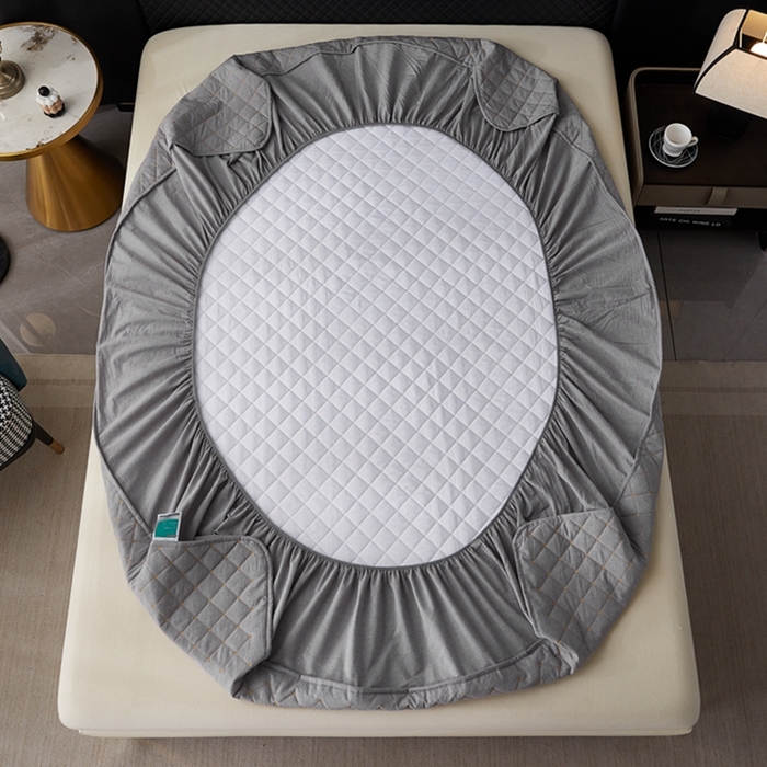 91家纺网 家纺一手货源 找家纺 寝居阁 2025新款纯棉水洗棉小金豆刺绣床笠 金豆豆-灰色