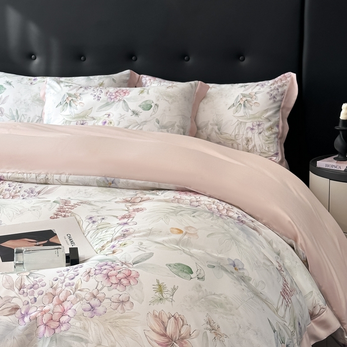 91家纺网 家纺一手货源 找家纺 迷尚家居 2025新款100%莱赛尔数码印花四件套 繁花之恋