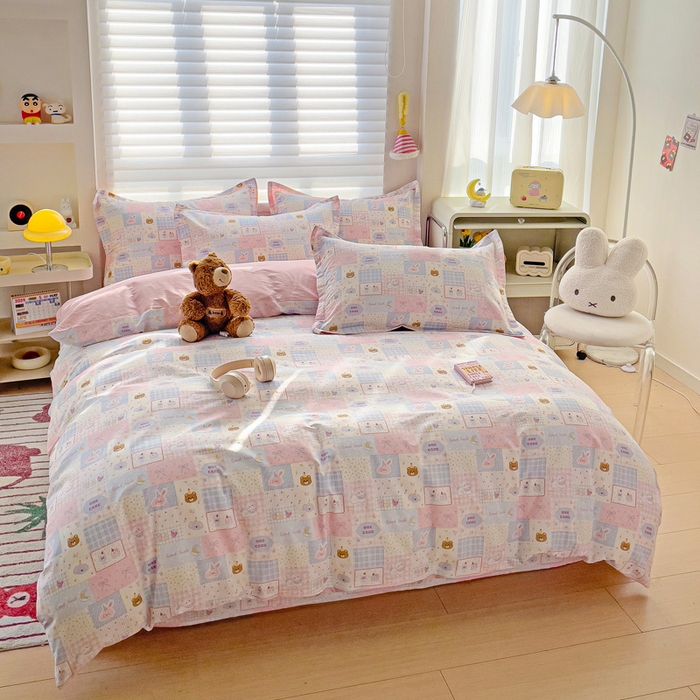 91家纺网 家纺一手货源 找家纺 春雨家居 2025新款春夏卡通印花全棉四件套 甜心乐园