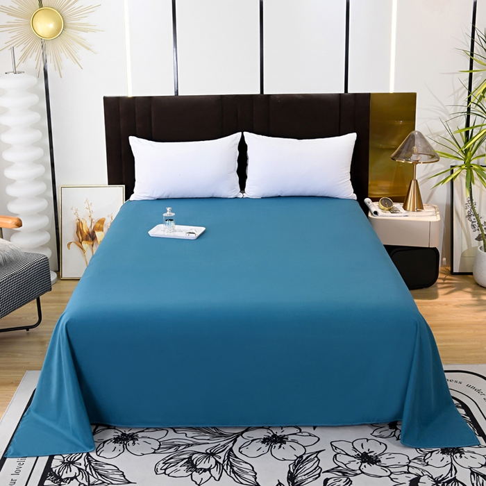 91家纺网 家纺一手货源 找家纺 梵巢2025新款水洗棉纯色单品床单（风格二） 海青