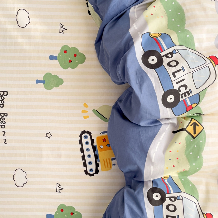 91家纺网 家纺一手货源 找家纺 春雨家居 2025新款春夏卡通印花全棉单被套 汽车世界