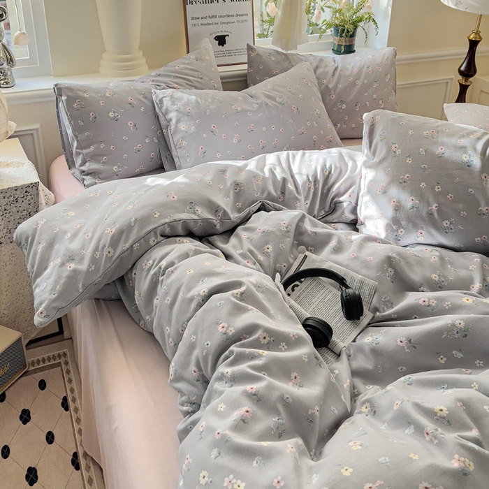 91家纺网 家纺一手货源 找家纺 逸尚阁 2025新款针织双层纱印花四件套（提供买家秀） 繁花