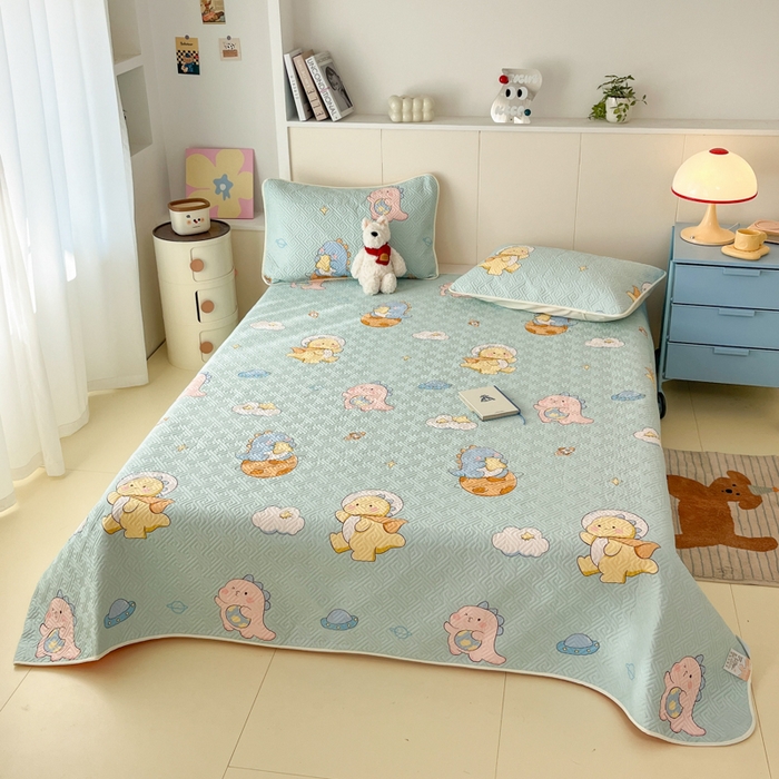 91家纺网 家纺一手货源 找家纺 菲梵家纺2024新款全棉印花夹棉床盖三件套提供买家秀 太空龙