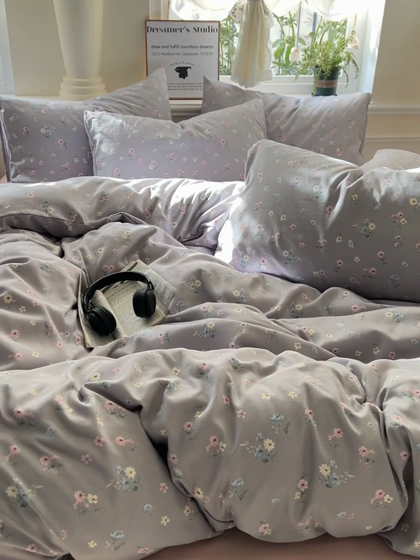 91家纺网 家纺一手货源 找家纺 逸尚阁 2025新款针织双层纱印花四件套（提供买家秀） 繁花