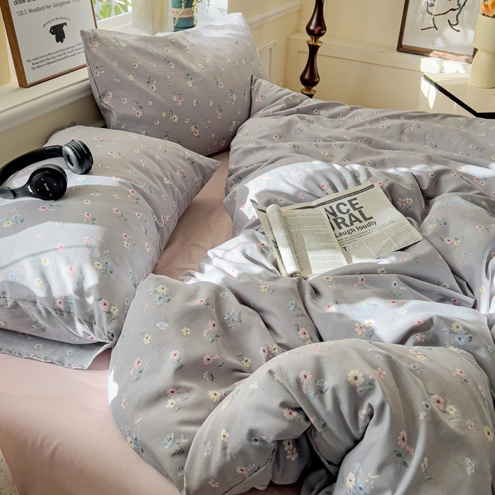 91家纺网 家纺一手货源 找家纺 逸尚阁 2025新款针织双层纱印花四件套（提供买家秀） 繁花