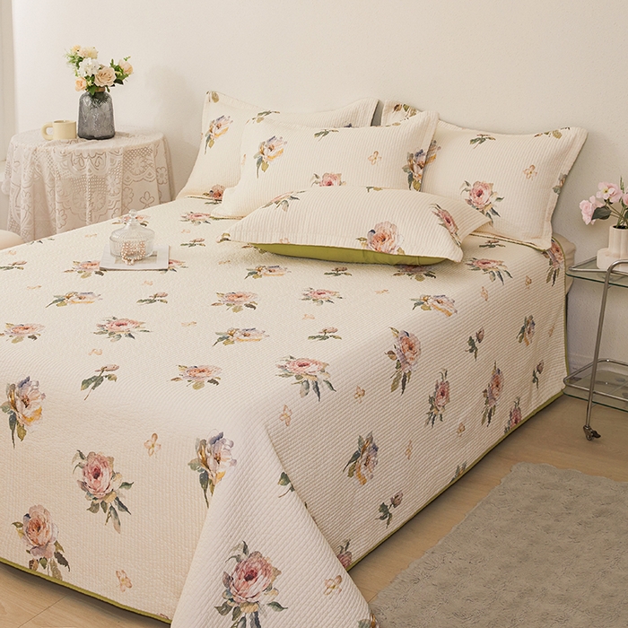 91家纺网 家纺一手货源 找家纺 莎果家纺 2025新款双面全棉数码印花大尺寸2.3*2.5米床盖三件套 东方诗意