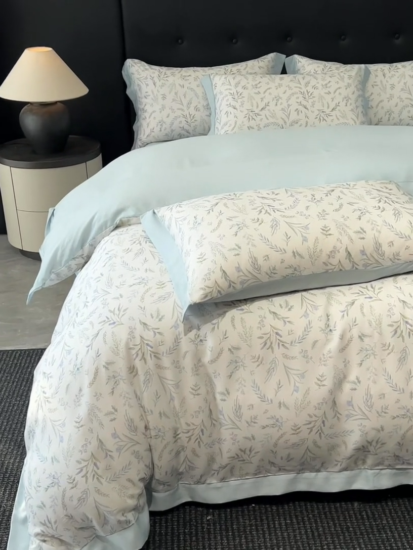 91家纺网 家纺一手货源 找家纺 迷尚家居 2025新款100%莱赛尔数码印花四件套 小音禾