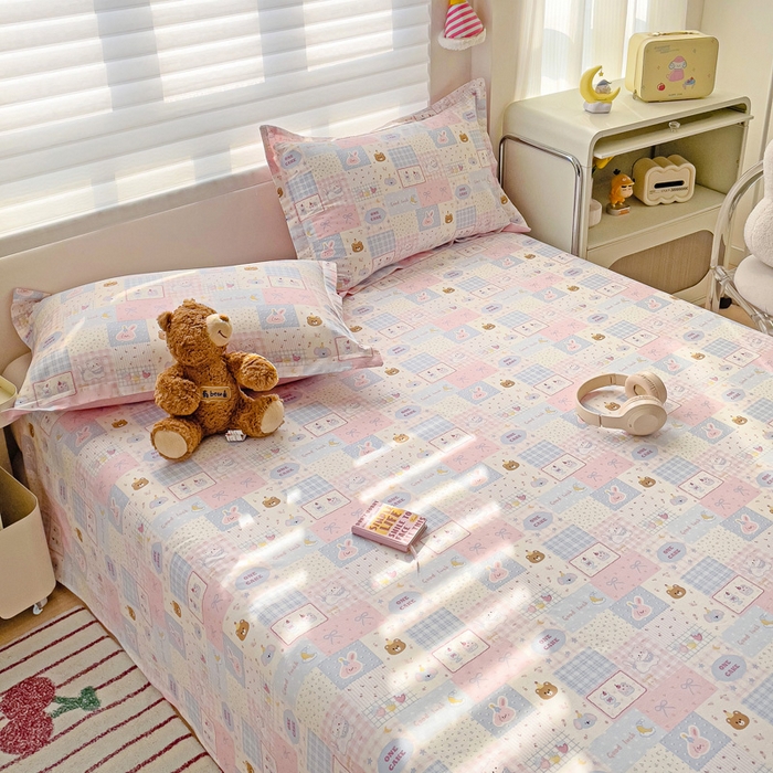 91家纺网 家纺一手货源 找家纺 春雨家居 2025新款春夏卡通印花全棉单床单 甜心乐园