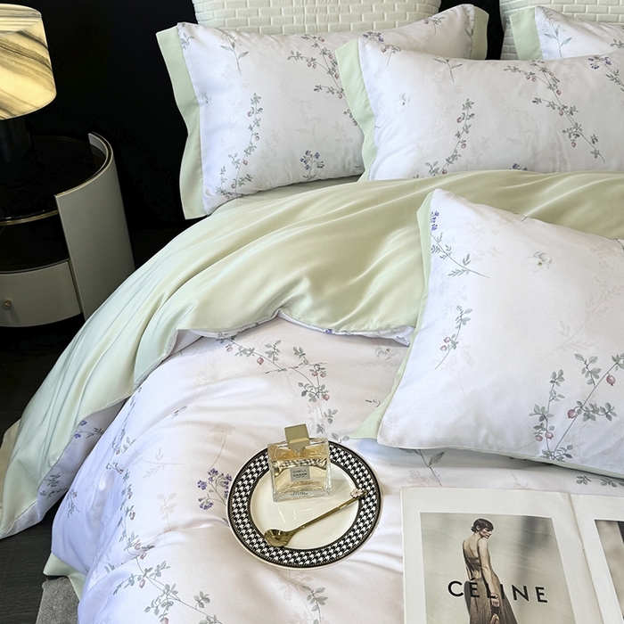 91家纺网 家纺一手货源 找家纺 迷尚家居 2025新款100%莱赛尔数码印花四件套 小禾眠诗