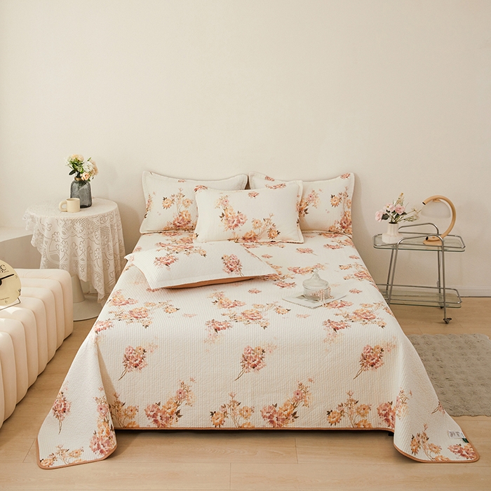 91家纺网 家纺一手货源 找家纺 莎果家纺 2025新款双面全棉数码印花大尺寸2.3*2.5米床盖三件套 浮生若梦