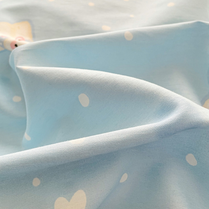 91家纺网 家纺一手货源 找家纺 春雨家居 2025新款春夏卡通印花全棉单被套 蓝色泡芙狗