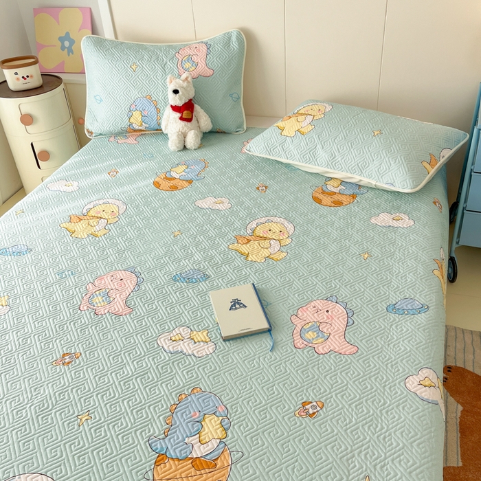 91家纺网 家纺一手货源 找家纺 菲梵家纺2024新款全棉印花夹棉床盖三件套提供买家秀 太空龙