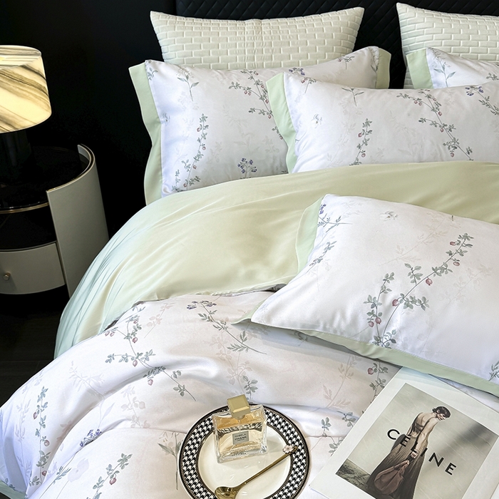 91家纺网 家纺一手货源 找家纺 迷尚家居 2025新款100%莱赛尔数码印花四件套 小禾眠诗