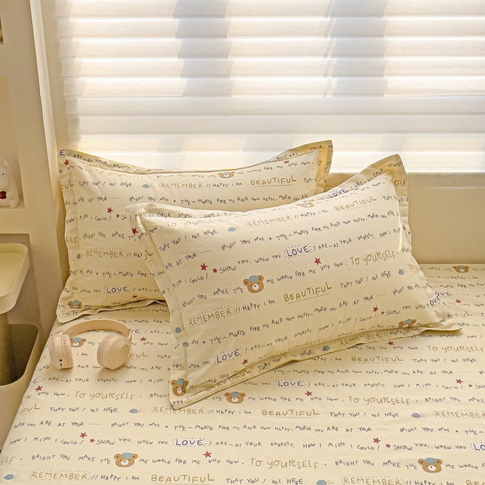 91家纺网 家纺一手货源 找家纺 春雨家居 2025新款春夏卡通印花全棉单枕套 20.红星小熊