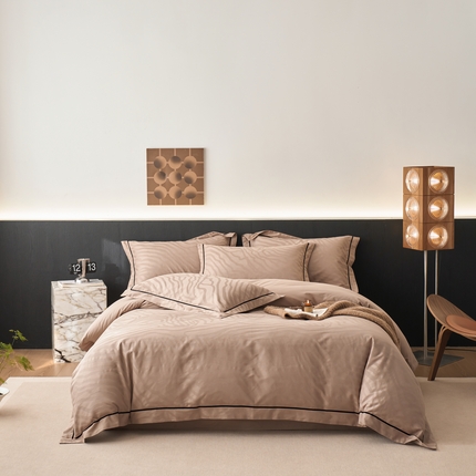 91家纺网 家纺一手货源 找家纺 （总）三朵全棉60S贡缎长绒棉大提花四件套-花序系列