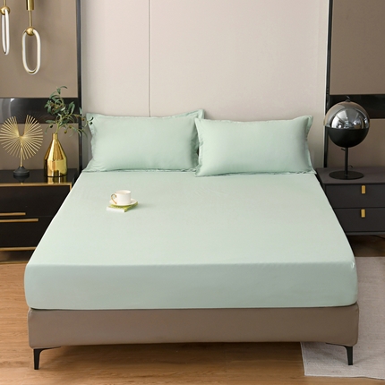 梵巢2025新款水洗棉纯色单床笠 浅豆绿