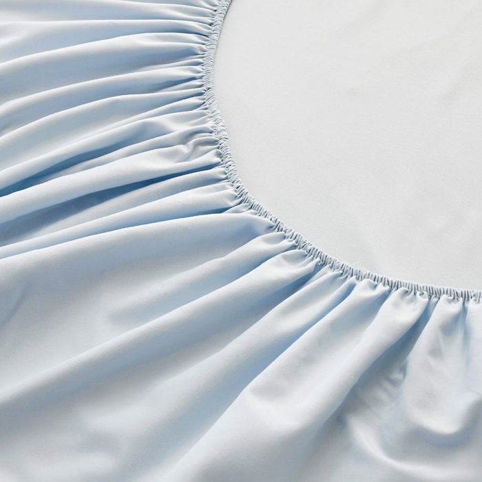 91家纺网 家纺一手货源 找家纺 梵巢2025新款水洗棉纯色单床笠 浅蓝