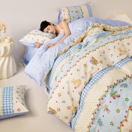 91家纺网 家纺一手货源 找家纺 潮邦创意家居 2025特价春夏新款13070全棉四件套 【第一批】 云瑶花园