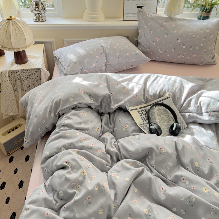 91家纺网 家纺一手货源 找家纺 逸尚阁 2025新款针织双层纱印花四件套（提供买家秀） 繁花