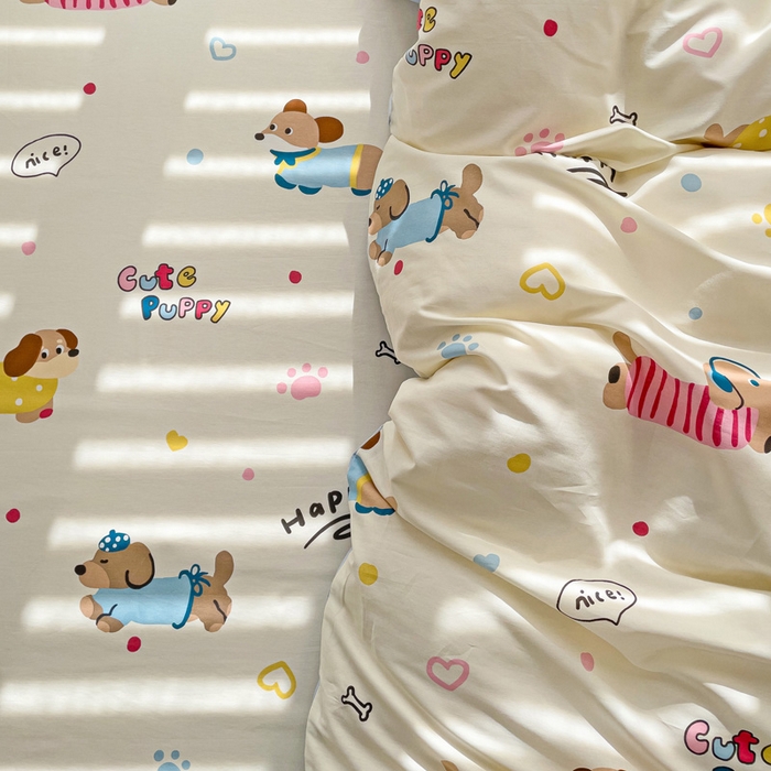 91家纺网 家纺一手货源 找家纺 春雨家居 2025新款春夏卡通印花全棉四件套 童趣蜜歌