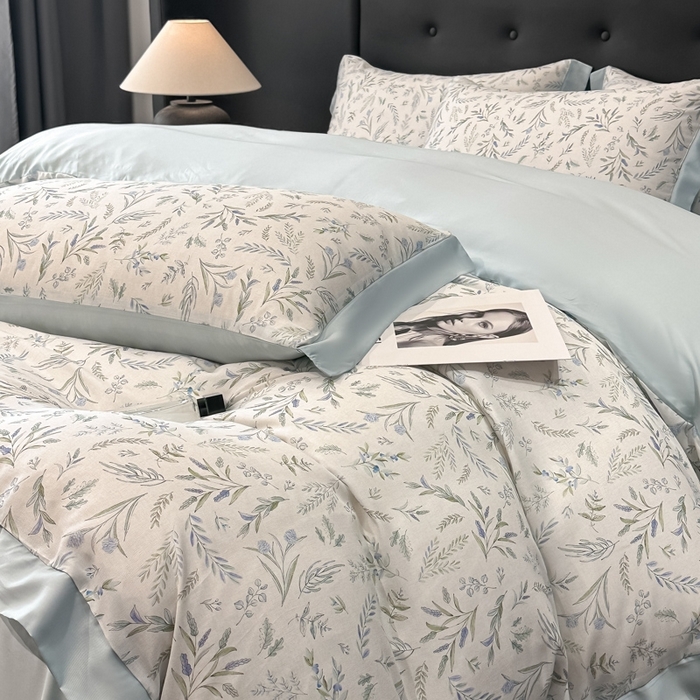 91家纺网 家纺一手货源 找家纺 迷尚家居 2025新款100%莱赛尔数码印花四件套 小音禾