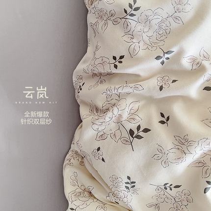 91家纺网 家纺一手货源 找家纺 （总）逸尚阁 2025新款针织双层纱印花四件套（提供买家秀）