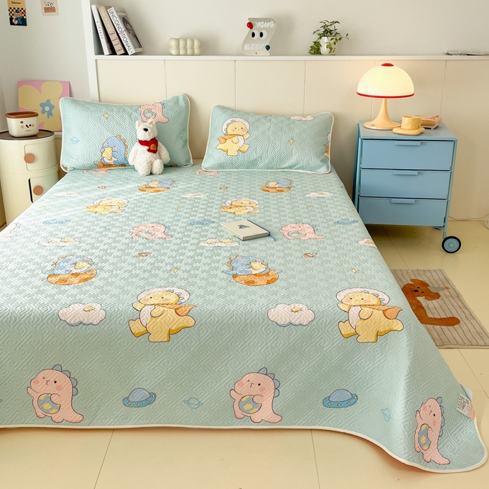 91家纺网 家纺一手货源 找家纺 菲梵家纺2024新款全棉印花夹棉床盖三件套提供买家秀 太空龙