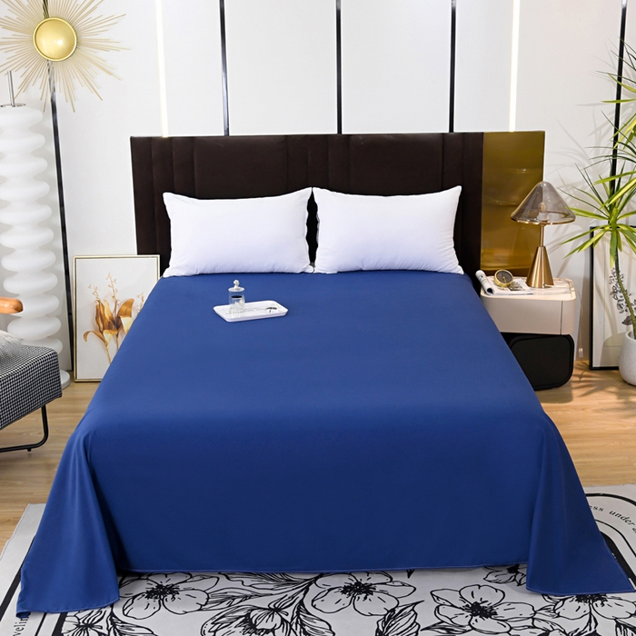 91家纺网 家纺一手货源 找家纺 梵巢2025新款水洗棉纯色单品床单（风格二） 深蓝