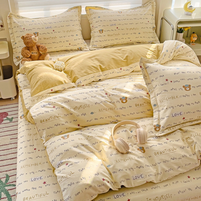 91家纺网 家纺一手货源 找家纺 春雨家居 2025新款春夏卡通印花全棉单被套 红星小熊