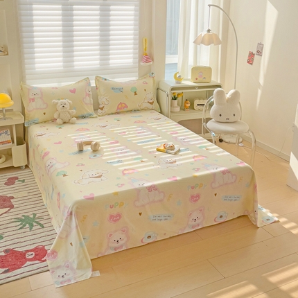 春雨家居 2025新款春夏卡通印花全棉单床单 萌趣乐园