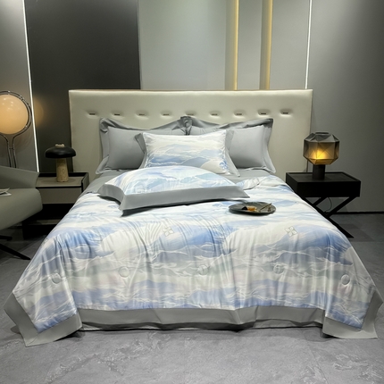 91家纺网 家纺一手货源 找家纺 （总）悦织湾家纺 2025新款A类水洗冰丝夏被四件套凉感冰丝印花夏被