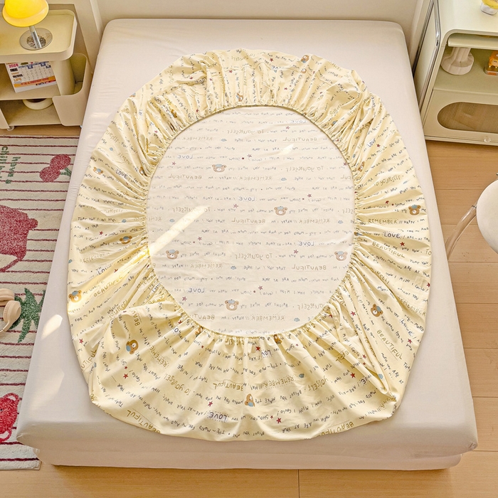 91家纺网 家纺一手货源 找家纺 春雨家居 2025新款春夏卡通印花全棉单床笠 红星小熊