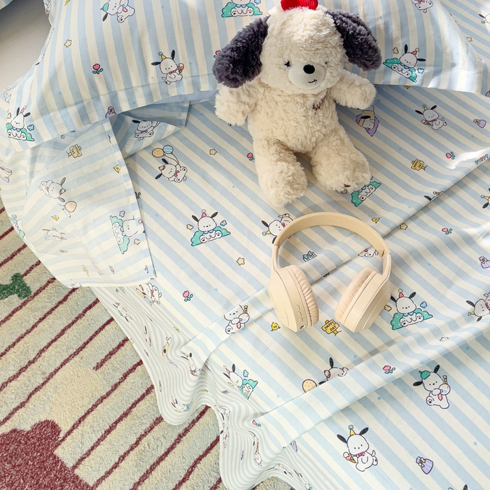 91家纺网 家纺一手货源 找家纺 春雨家居 2025新款春夏卡通印花全棉单床单 兔兔乐园