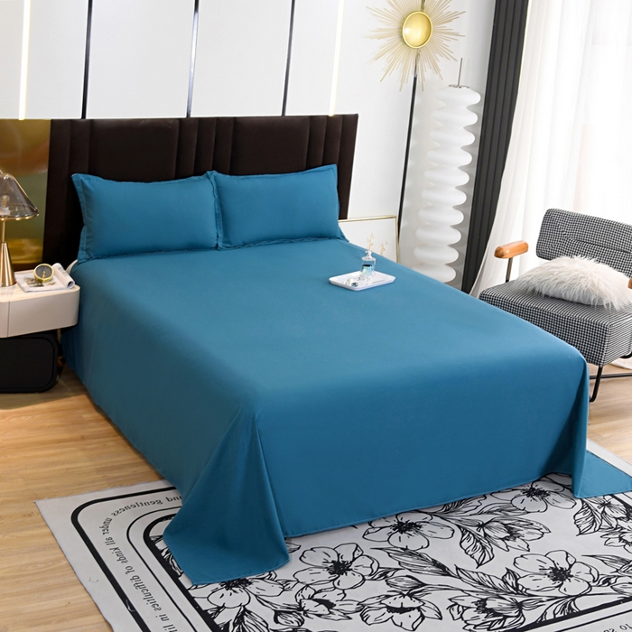 91家纺网 家纺一手货源 找家纺 梵巢2025新款水洗棉床单三件套 海青