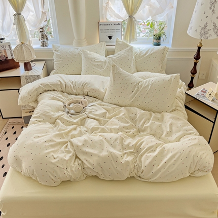 逸尚阁 2025新款针织双层纱印花四件套（提供买家秀） 点点