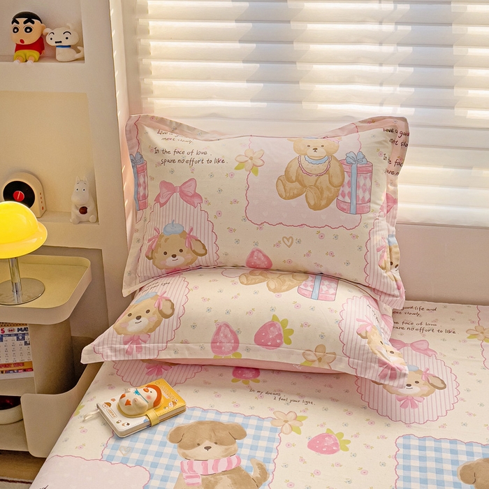 91家纺网 家纺一手货源 找家纺 春雨家居 2025新款春夏卡通印花全棉单枕套 10.甜甜心事