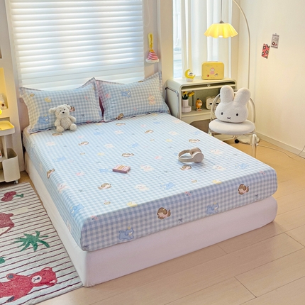 春雨家居 2025新款春夏卡通印花全棉单床笠 星星发夹狗